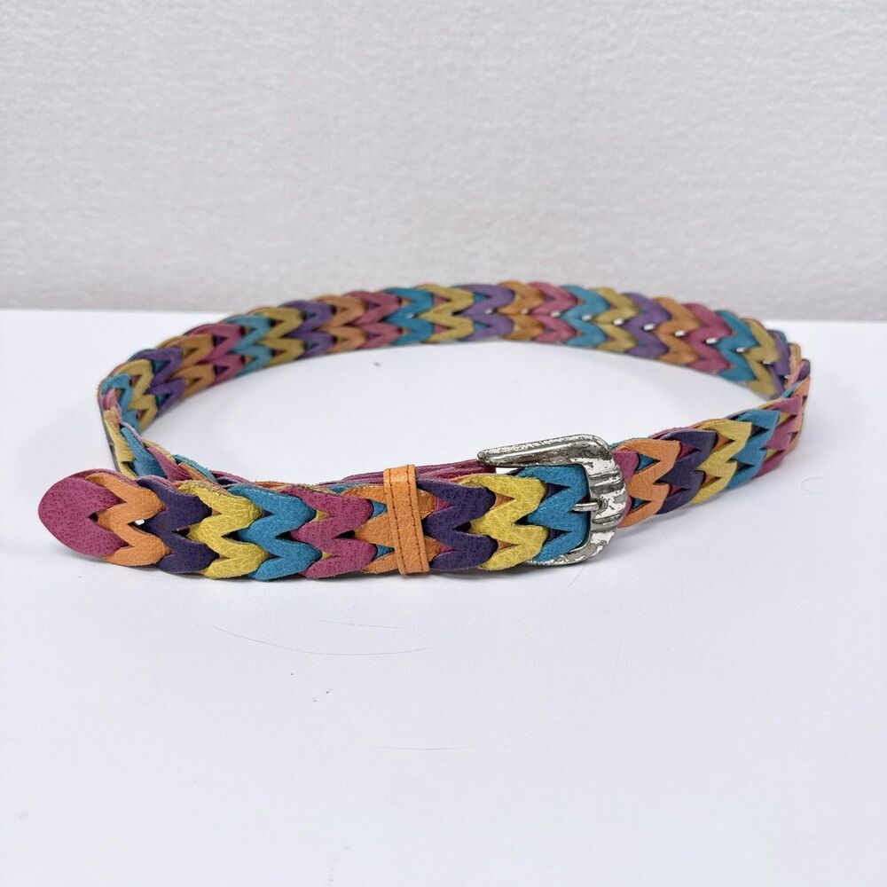 Womens Belt Woven Multicolor Retro Funky‎ Festival Hippie 70s 80s Disco